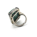 Large Malachite ring in silver bezel setting with sterling silver band