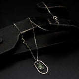 Oval faceted Green kyanite pendant necklace with silver oval loop on sterling silver chain