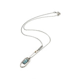 Rectangle faceted paraiba kyanite pendant necklace with silver oval loop on sterling silver chain