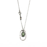 Oval faceted Green kyanite pendant necklace with silver oval loop on sterling silver chain