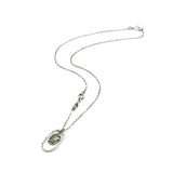 Oval faceted Green kyanite pendant necklace with silver oval loop on sterling silver chain