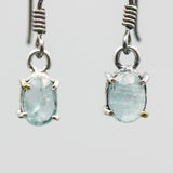 Oval faceted Paraiba Kyanite earrings with sterling silver hooks style