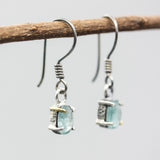 Oval faceted Paraiba Kyanite earrings with sterling silver hooks style
