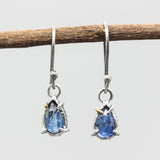 Teardrop faceted blue kyanite earrings with sterling silver hooks style