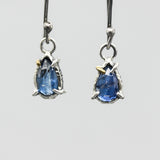 Teardrop faceted blue kyanite earrings with sterling silver hooks style