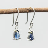 Teardrop faceted blue kyanite earrings with sterling silver hooks style