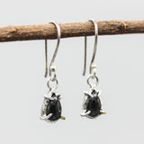 Teardrop cabochon Star black Diopside earrings with sterling silver hooks style
