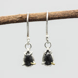Teardrop cabochon Star black Diopside earrings with sterling silver hooks style