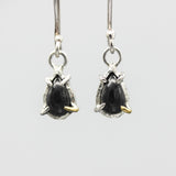 Teardrop cabochon Star black Diopside earrings with sterling silver hooks style