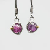 Tiny faceted Pink sapphire earrings with sterling silver hooks style