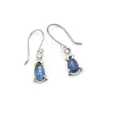 Teardrop faceted blue kyanite earrings with sterling silver hooks style