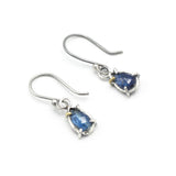 Teardrop faceted blue kyanite earrings with sterling silver hooks style