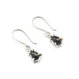 Teardrop cabochon Star black Diopside earrings with sterling silver hooks style