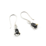 Teardrop cabochon Star black Diopside earrings with sterling silver hooks style