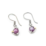 Tiny faceted Pink sapphire earrings with sterling silver hooks style