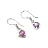 Tiny faceted Pink sapphire earrings with sterling silver hooks style