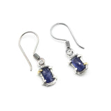 Rectangle faceted blue kyanite earrings with sterling silver hooks style
