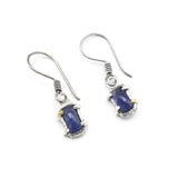 Rectangle faceted blue kyanite earrings with sterling silver hooks style