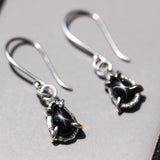 Teardrop cabochon Star black Diopside earrings with sterling silver hooks style