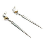 Round Rutilated quartz earrings with silver stick on sterling silver stud style