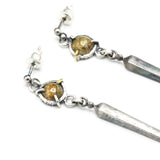 Round Rutilated quartz earrings with silver stick on sterling silver stud style