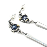 Oval faceted blue kyanite earrings with silver stick on sterling silver stud style