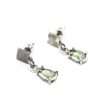 Sterling silver square shape Earrings with Green kyanite on sterling silver post and backing