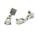 Sterling silver square shape Earrings with Green kyanite on sterling silver post and backing