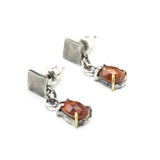 Sterling silver square shape Earrings with Orange kyanite on sterling silver post and backing
