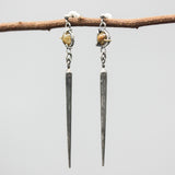 Round Rutilated quartz earrings with silver stick on sterling silver stud style