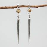 Round Rutilated quartz earrings with silver stick on sterling silver stud style
