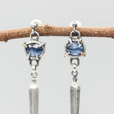 Oval faceted blue kyanite earrings with silver stick on sterling silver stud style