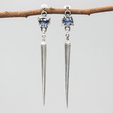 Oval faceted blue kyanite earrings with silver stick on sterling silver stud style