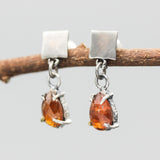 Sterling silver square shape Earrings with Orange kyanite on sterling silver post and backing