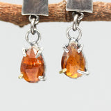 Sterling silver square shape Earrings with Orange kyanite on sterling silver post and backing