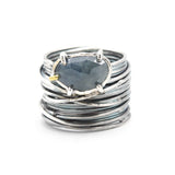 Sterling silver wrap design ring with natural Blue Sapphire gamstone