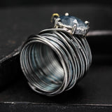 Sterling silver wrap design ring with natural Blue Sapphire gamstone