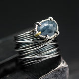 Sterling silver wrap design ring with natural Blue Sapphire gamstone