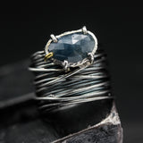 Sterling silver wrap design ring with natural Blue Sapphire gamstone