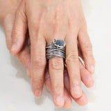 Sterling silver wrap design ring with natural Blue Sapphire gamstone