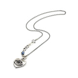 'The eye of Love' Sterling silver necklace in heart and The third eyes shape with oval Black spinel, oval Blue Kyanite secondary