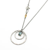 Oval mint kyanite pendant necklace and double circle shape with multi sapphire secondary on sterling silver chain