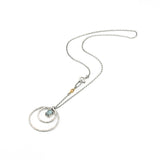 Oval mint kyanite pendant necklace and double circle shape with multi sapphire secondary on sterling silver chain