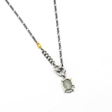 Oval faceted sapphire pendant necklace in silver bezel and prongs setting