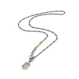 Oval faceted sapphire pendant necklace in silver bezel and prongs setting