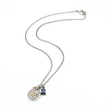 Eye of providence pendant necklace with Blue kyanite and green tourmaline gemstone
