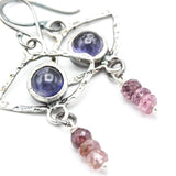 Protective Evil Eye Sterling Silver Earrings Iolite and Spinel gemstone