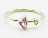 Fan-Shaped Pink Stone Ring in 18k Gold with Clear Accent — product view 1