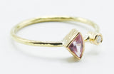 Fan-Shaped Pink Stone Ring in 18k Gold with Clear Accent — product view 3