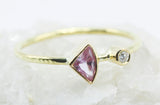 Fan-Shaped Pink Stone Ring in 18k Gold with Clear Accent — product view 4
